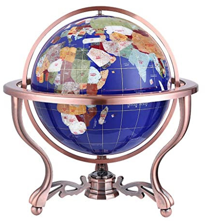 Geografischer Globus,Edelstein-Weltkugel mit Ständer,23,9 cm hoch,14,9 cm Durchmesser,Vintage-geografischer Globus,Desktop-Bildungsglobus für Zuhause,Weltkugel-Geschenke