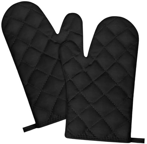Manoplas Horno Guantes Barbacoa Guantes Horno Profesional Guantes para Horno De Cocina Guantes De Cocina para Horno Manopla Horno Oven Gloves para Cocinar Hornear Asar (Negro)