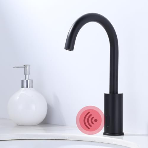 iVIGA Capteur de robinet : robinet de salle de bain capteur infrarouge pour cuisine salle de bain - Robinet de salle de bain automatique avec boîtier de commande - Mélangeur de température, noir