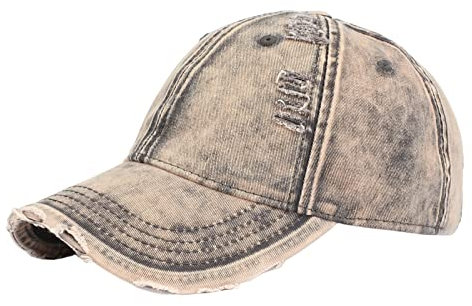Unisex Baseball Cap im Vintage Used-Look Sonnenmütze Schildmütze Zerrissene Denim