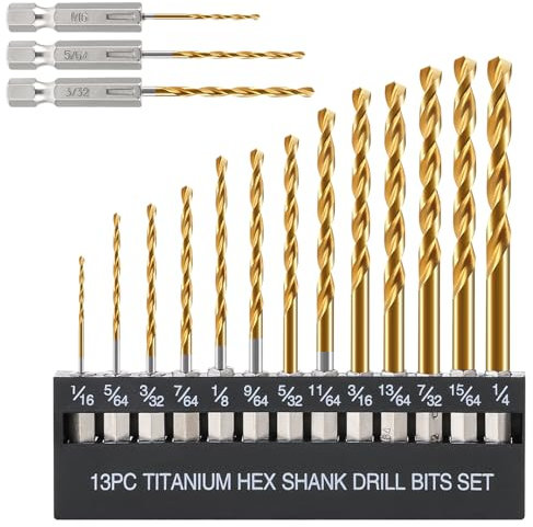 16 Stück Bohrer mit Sechskantschaft, Multifunktions Bohrer 1.59-6.35mm Metallbohrer Set Industriequalität Hss Bohrer Set Metall Spiralbohrer Für Bleche, Holz, Gipskarton, Kunststoff, Mauerwerk