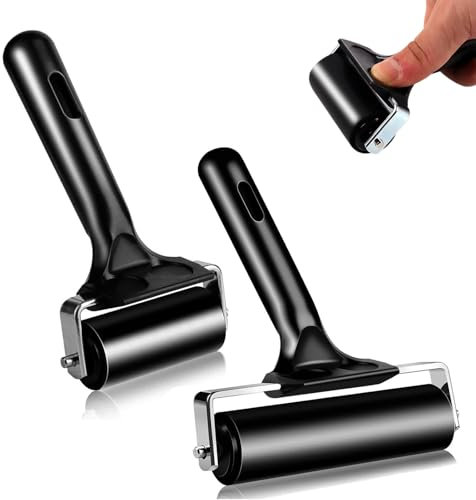 Cisolen 2 Stück Andrückrolle Gummiwalze Gummiroller Farbwalze Linoldruck 6cm/10cm Malerwalze Gummi Lackrolle Brayer Roller NahtrollerMaler Farbroller für Tintenfarbblock Drucken Tapeten