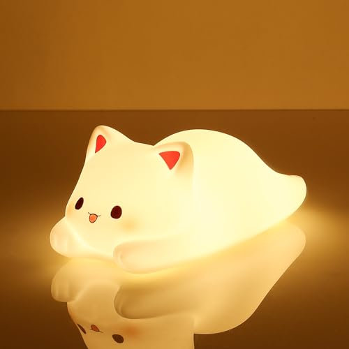 LOVERUIS Veilleuse Bébé Veilleuse Enfant Minuterie 1/3 Heure Kitty Veilleuse Bebe Chat Veilleuse Cadeaux pour Enfants Veilleuse Colorée pour Enfant(Kiki)