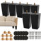 LOPYXBR Lot de 8 pieds de meubles en bois - 10 cm - Noir - Avec boulons M8 pré-percés - Plaques de montage - Coussinets en caoutchouc et vis - Pour canapé, lit, armoire, canapé, ottoman