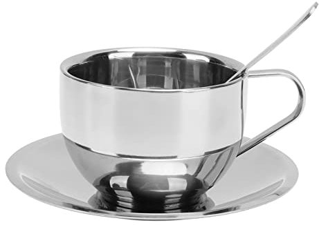 Tazas de café Expreso, Taza de café de Acero Inoxidable, Juego de Tazas de café Expreso de 180 Ml, Juego de Tazas de café Aisladas, Tazas de Acero Inoxidable de Doble Pared,