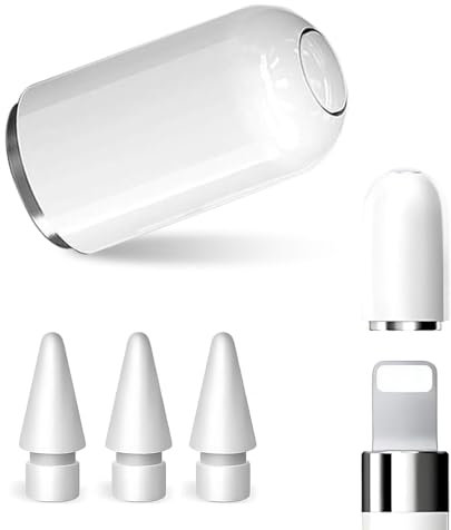 NOPKESV 3 piezas Puntas para Apple Pencil,Tapa Magnética,Adaptador de Carga,Funda Protectora de Silicona y Juego de Puntas de Repuesto para Apple Pencil 2 y 1 Generación,apple pencil tips (Blanco)