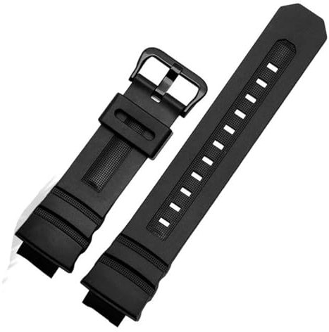 DKWOIS 16 mm Silikon-Uhrenarmband, kompatibel mit Casio G-Shock AW-591/590/5230/282B AWG-M100/101 G-7700/7710, Armband aus weichem Gummi, schwarz(Black black)