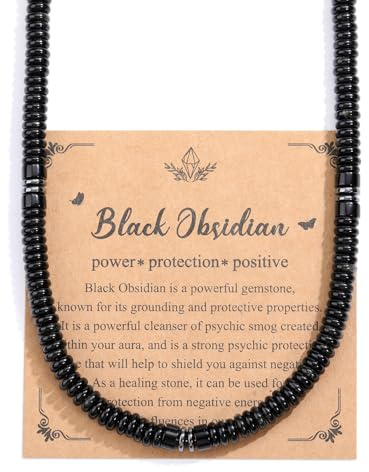 Jovivi Mens Crystal Necklace Jewellery Gifts For Men,Tigers Eye Hematite Healing Spiritual Anxiety Protection Beaded Necklace for Men,Valentines Men's Gifts for Him Birthday Annversary Christmas