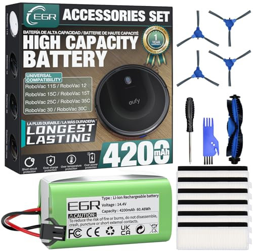 EGR 4200mAh Battery Replacement Compatible with eufy Robovac Replacement parts for RoboVac 11S, 11S PLUS, 12, 15T, 15C, 25C, 30, 30C, 35C and more