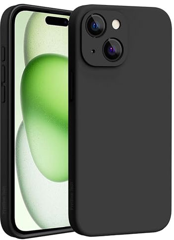 Silicone Case for iPhone 15 Case, Soft Ultra Slim Protective Shockproof Liquid Silicone Phone Case, Anti-Scratch Microfiber Lining-Black