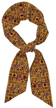 BREAUX Modischer Schal für Damen, afrikanisches Ethno-Muster, einzigartiges Haarband, Handtaschen-Zubehör, Hut-Dekoration, Schwarz, Einheitsgröße