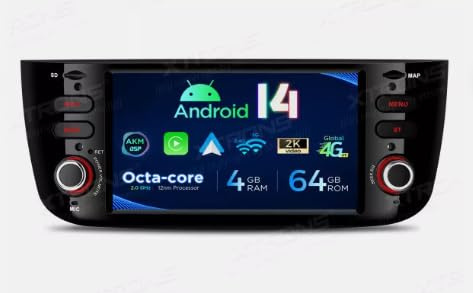 Autoradio GPS für Fiat Grande Punto 4 GB RAM + 64 Android 14 WiFi 4G XTRONS PX64GPFL