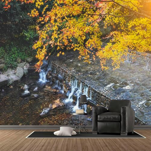 Vlies Fototapete Landschaft 3D Effekt 200x140 Herbst Foto Tapete Schlafzimmer Wohnzimmer Moderne XXL Wandtapete Groß Vliestapete Fototapeten Poster Wand Dekoration a.6114
