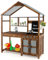 DREAMADE Matschküche Kinder Outdoor, Spielküche mit Spülbecken Tafel Herd, Kinderküche Outdoor Küche aus massivem Holz für Kinder ab 3 Jahren