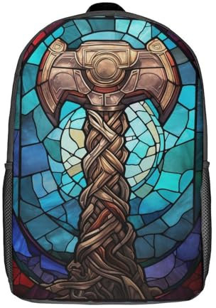 Mjolnir Hammer Thor Modischer Schüler-Schulrucksack, geeignet für Jungen, Mädchen, Kinder, lässig, Outdoor-Reisen, unverzichtbarer Tagesrucksack, 43,2 cm
