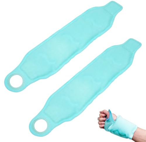 2 Stück Kühlmanschette Handgelenk mit Klettverschluss, Gel-Kühlpads für Hände, Kalt Warm Kompresse Kühlpack, Kühlbandage Coolpack für Karpaltunnelschmerzen Arthritis Tenosynovitis(Blau)