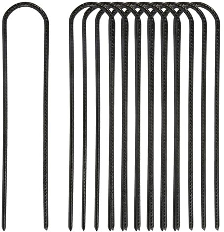 10 Stück Bodenanker, 30cm Bodenpfähle U-Typ Bodenanker Trampolin Zeltheringe Metall Boden Heringe, Garten Heringe mit Meißelspitze für Die Sicherung Von Zaun Zelten Vordächern