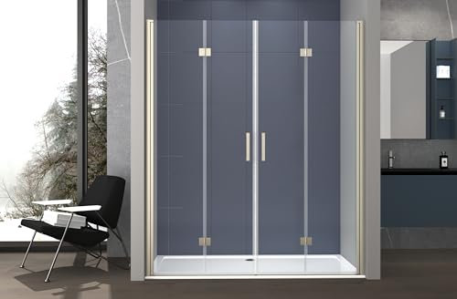 Box doccia nicchia 140 cm porta DUE BATTENTI SOFFIETTO H200 cm cristallo 6mm profilo CROMATO DINO