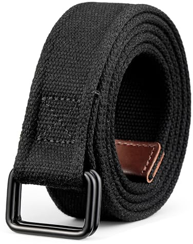 Bon4Extrao Stoff Gürtel Herren Damen, Stufenlos Verstellbarer Canvas Gürtel Ohne Löche mit Doppelring, 38mm Komfortabel Textilgürtel für Jeans, Chinos & Arbeitshosen, Schlichtes & Zeitloses