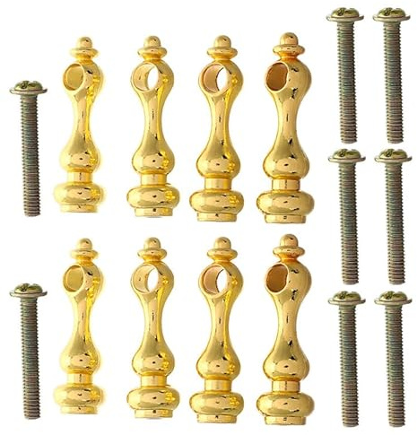 Metal Spindles Furniture Connectors, 8PCS Brass Shelf Rail Golden Metal Spindles Furniture Connectors Railing Post Caps for Secure Glass Railing Installation Perfect Home and Garden Decor