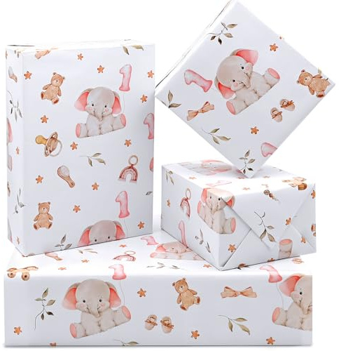 ADQUATOR Geschenkpapier zum 1. Geburtstag, 50 x 70 cm, Geschenkpapier für Geschenkpapier (5 Bögen)
