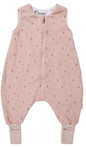 Sterntaler Schlafsack mit Beinen 104/110 Hase Hanni - Musselin, Feinfrottee-Futter - Beinstulpen - Zwei-Wege-Reißverschluss für einfaches Wickeln - 1,00 TOG - Mädchen Baby Kleinkind, quarzrosa