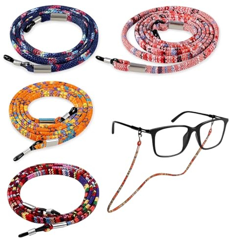 IEBTAWN 4 Pezzi Laccio Cordino Per Occhialii,Regolabile Sport Cinturino Per Occhiali Da Sole, Catenine E Cordini Eyewear Cord Eyewear Per Occhiali