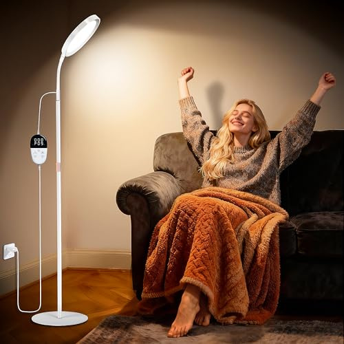 KingSom Light Lamp,11000 Lux UV-Free Happy Lamp, Full Spectum Sunlight Lamp with LCD Touch Remote, Height Adjustable Light Floor Lamp with 9 Brightness & 3 Color Temperatures