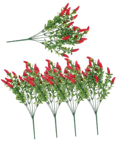Künstliche Pflanzen Paprika Dekorationen 5stücke 33x4x1cm Rot | PVC und Schaumstoff, Realistische Optik, Vielseitig Einsetzbar, für Fotografie und Wohnräume