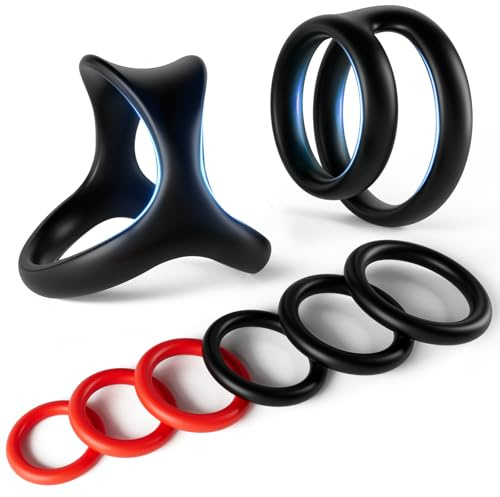 Sex Toys Penis Ring Silicone Cock Rings for Men - 8 Sizes Cockring Cock Sexual Stretchy Cockrings Male Sex Toys for Longer Erection, Adjustable Cock Ring Set Adult Toys