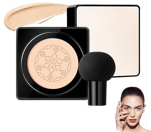 Foundation Cushion,Mushroom Head Air Cushion CC Cream, Moisturising BB Creme Foundation Brightening Pigment, Cushion Foundation Concealer Make up für Gesicht und Hals (Nude Farbe)