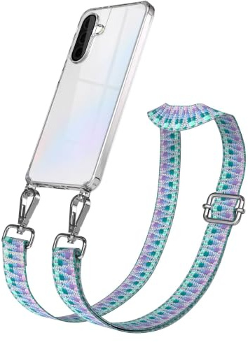 EAZY CASE Handykette - Verstellbares Taschenband kompatibel mit Galaxy A36, Schulterriemen, Handykordel mit Silikon Hülle, Umhängetasche, Einhorn Silber
