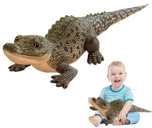 Ferricult Alligator-Plüschtier, 39, 4 Zoll großes Jumbo-Krokodil-Stofftier, lebensechtes weiches Plüschtier für Jungen-Mädchen-Kinderzimmerdekoration, Grün, Jour de Pâques
