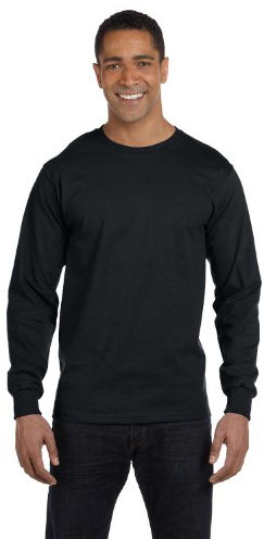 Hanes Beefy-T Men`s Long-Sleeve T-Shirt, 5186, XL, Black