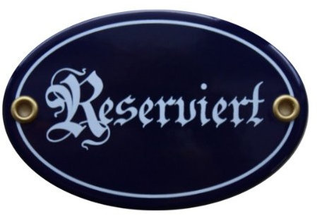 Reserviert Emaille Schild Reserviert 7 x 10,5 cm Emailschild Oval blau ( ohne Holzrahmen)