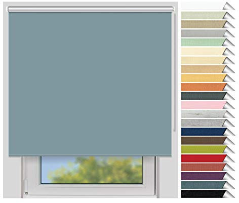 EFIXS Thermorollo Medium - Rollos nach Maß - 25 mm Rollowelle - Stoffbreite bis 220 cm, Höhe bis 240 cm - Hier: bis 200 cm x 190 cm (BxH) - graublau (3017) - mit & ohne Bohren