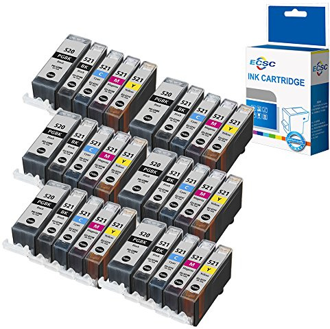 ECSC Compatible Ink Cartridge Replacement for Canon Pixma iP3600 iP4600 iP4700 MP540 MP550 MP560 MP620 MP630 MP640 MP980 MP990 MX860 MX870 PGI520/521 (Large Black/Black/Cyan/Magenta/Yellow, 30-Pack)