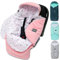 Premium Einschlagdecke Babyschale, Baby Erstausstattung aus Baumwolle für Autositz, Kuscheldecke für Kinderwagen mit Fußsack passend für Maxi-Cosi, Römer, Cybex – Rosa