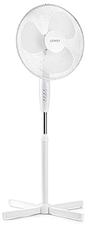 Lewis's 16 Inch Oscillating Pedestal Fan - Air Cooling Electric Fan - Extendable, Adjustable Stand (White)