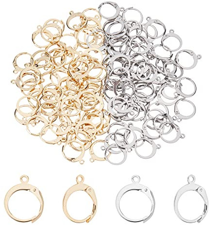 UNICRAFTALE 120pcs 2 Farben Edelstahl Hebel Ohrring 14.5mm Lang Hypoallergene Leverback Ohrringe Metall Creolen Ohrring Zubehör Ohrhaken Für Ohrring Selber Machen Set