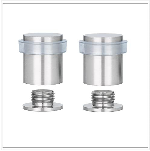 EVI Herrajes | Pack of 2 Door Stops | Ø20 x 25mm | Threaded Base | Stainless Steel - Transparent Rubber | Includes Screw + Clamping Plug | Mod. I-811TCBAM