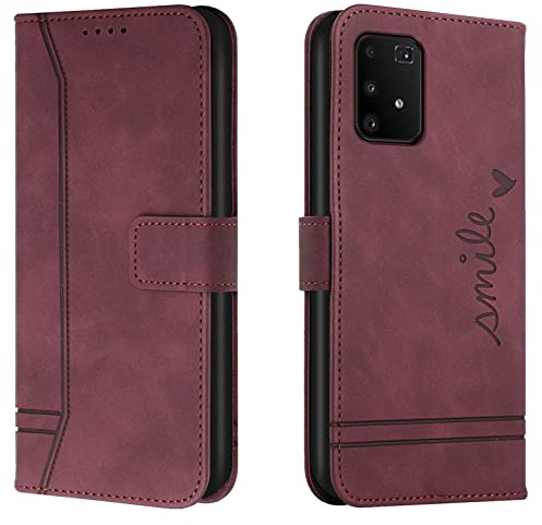 Lihondar Kompatibel mit Huawei Y5P / Honor 9S Hülle, Handyhülle Huawei Y5P / Honor 9S, Premium Leder Klappbar Schutzhülle Tasche Wallet mit Brieftasche [Ständer] Cover Flip Case Klapphülle (Rot)