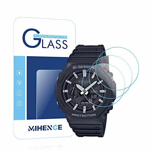 MIHENCE (3 unidades) Compatible con Casio GA-2100 Protector de pantalla, 9H Antiarañazos, Cristal Templado Genuino Premium Protector de Pantalla para G-SHOCK GA-2100 / GA-B2100 / GA-2000 Smartwatch