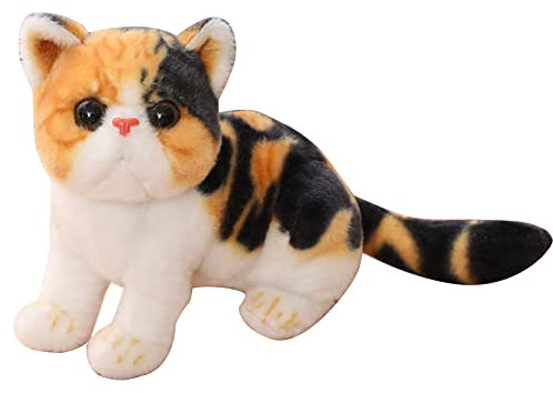 Simulation Katze,26CM Realistische Plüschtier Katze Weiche Plüsch Puppe Gefüllte lebensechte Katze Tierfiguren Cartoon Plüsch Spielzeug für Kinder Jungen Mädchen Geschenke für Geburtstag Weihnachten