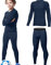 HOPLYNN - Thermounterwäsche Set für Kinder Funktionsunterwäsche Skiunterwäsche Jungen Atmungsaktiv Thermo Unterwäsche Warme Fussball Ski Blau S