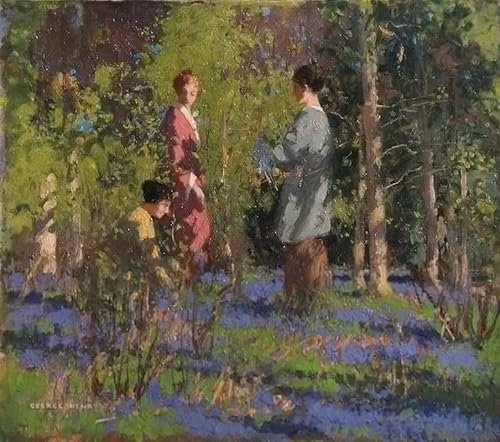 ZIMARO Leinwand Bilder Kunstdrucke Abstrakt Poster Berühmtes Gemälde Glockenblumen pflücken vonGeorg Heinrich für Wohnzimmer 60x90cm