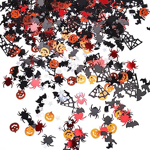 Catelves Halloween Konfetti Tischdeko,Streudeko Halloween Party Tisch Deko 500 Stück,Halloween Dekoration Konfetti Spinne Spinnennetze Hexen Kürbis Fledermäuse und Sterne