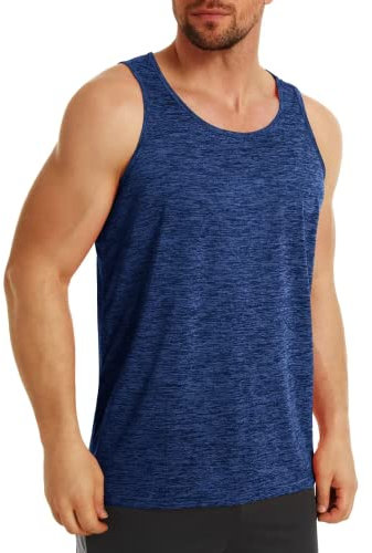 MAGCOMSEN Herren Leicht Tanktop Fitness Stringer Achselshirt Ärmelloses Elastische Trainingsshirt Herren Schnelltrocknend Muskel Tank Tops Atmungsaktiv Sport Shirt für Jogging Lässige Blau M