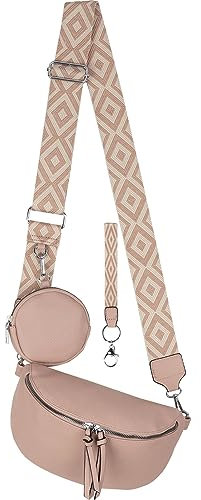 Bauchtasche Umhängetasche Crossbody-Bag Hüfttasche Kunstleder Italy-Design (Meat)