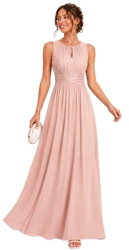 Ever-Pretty Robe Demoiselle d'honneur Femme Col Rond sans Manches Paillettes Taille Empire Chic Robe Soirée ES01955